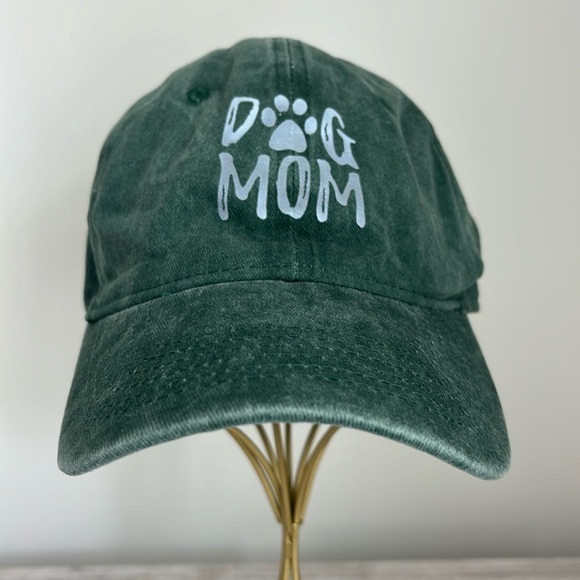 Accessories - NWT Denim Dog mom printed logo green baseball cap